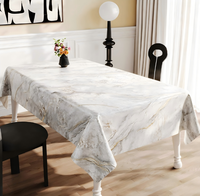 Nappe carrée en PVC à texture marbre gris naturel, impression personnalisée, taille et couleur au choix, imperméable, anti-taches, style tropical de luxe léger