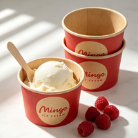 Gobelet en papier rond pour crème glacée, gelato, yaourt et sundae, compatible congélateur, 12 oz, emballage pour conservation à froid, encre inaltérable