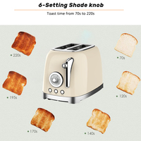 Grille-pain électrique à gaufrier rétro à 2 tranches en acier inoxydable POP up avec grill
