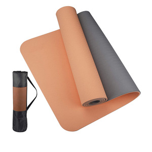 Ecologische yogamat 6MM dik, dubbele laag, antislip fitnessmat met uitlijningslijnen, draagtas, groothandel vanuit de fabriek - Product Image 4