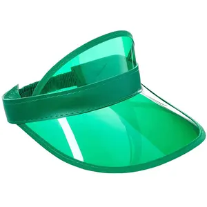 Factory Wholesale Bulk Sale All Green Plastic Visor Cap Transparent Plastic Visors