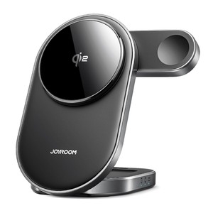 Joyroom ที่ชาร์จไร้สายแบบแม่เหล็ก3 in 1สำหรับ <span class=keywords><strong>iPhone</strong></span>/airpods/Apple <span class=keywords><strong>Watch</strong></span> พับได้15W สถานีชาร์จเร็ว-สีดำ - Product Image 1
