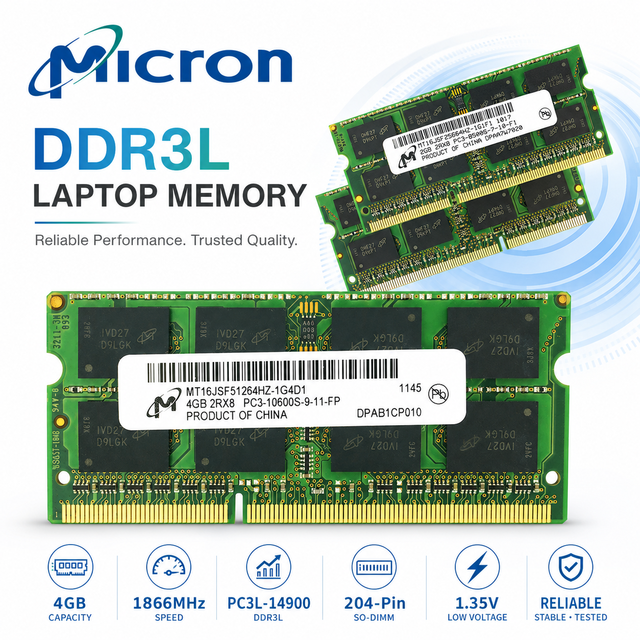 DDR3L 4GB 1866MHz Laptop RAM PC3L-14900S MT16JSF51264HZ-1G4D1 204PIN SODIMM 1.35V Low Voltage in Stock Computer Upgrade