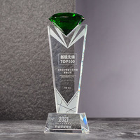 Trophée en cristal personnalisé avec design diamant 25*8cm, gravure laser durable de haute qualité pour cadeaux de bienvenue, médailles, plaques, boîte cadeau