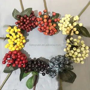 Sz04 grosir berry merah buatan bunga Natal plastik berry dekorasi rumah berry merah busa buah Natal