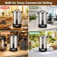 Urne à café électrique commerciale en acier inoxydable, capacité 140 tasses, contrôle mécanique de la température, arrêt automatique, protection contre l'ébullition à sec