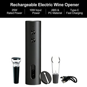Ensemble ouvre-bouteille électrique 4-en-1 avec batterie au lithium, chargement rapide Type C, noir mat, avec coupe-capsule, verseur et aérateur - Product Image 4