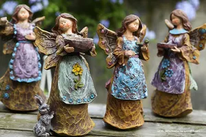 Stokta yaratıcı reçine insan bayan peri kanat dekorasyon el sanatları heykelleri heykelcik modelleri oyuncak bebek ev açık bahçe