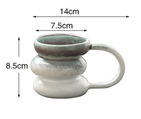 Tasses en céramique de haute qualité avec glaçure de four, en forme de gourde, avec une grande poignée confortable
