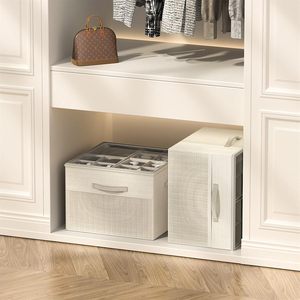 صندوق تخزين أحذية كبير قابل للطي، منظم أحذية مع غطاء شفاف وفواصل قابلة للتعديل - Product Image 6