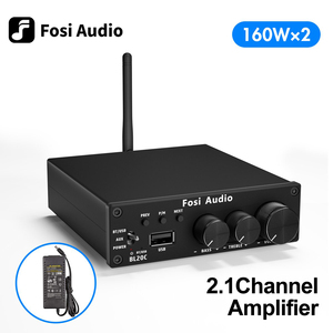 Amplificador de Audio FOSI BL20C de 160W con Antena Azul, Amplificador de Audio HiFi <span class=keywords><strong>2</strong></span>.1 <span class=keywords><strong>Mini</strong></span> Clase D, Reproductor de USB para Altavoces Pasivos Domésticos - Product Image 2