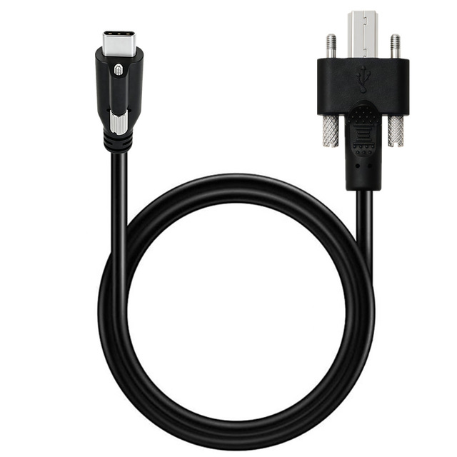 Dual Screw Lock Type-C to USB3.0 BM Male PVC Shielded Panel Cable with Multiple Angle Options for Computer and Printer