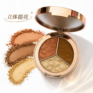 พาเลทไฮไลท์เตอร์ 01-02 เครื่องสำอางแต่งหน้าสามสีแบบธรรมชาติ - Product Image 2