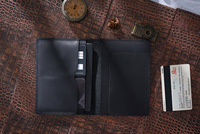 Dompet paspor kulit sapi, buatan tangan, Retro, Vintage, kulit sapi, pemegang paspor, dompet pendek, dengan tipe penutup terbuka untuk keluarga