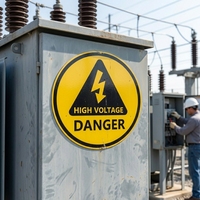 Etiquetas de Advertencia de Alto Voltaje Impermeables, Adhesivas, con Indicación de Riesgo Eléctrico para Paneles Eléctricos Industriales