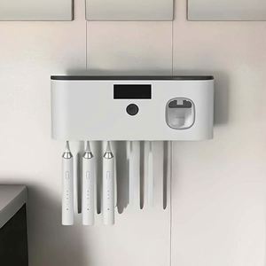 Wall Toothbrush Holder for Bathroom UV Toothbrush Organizer Toothpaste Dispenser USB Rechargeable 5 Slots Bathroom Supplies - Product Image 2