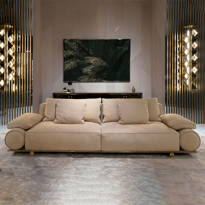 Ensemble de canapés de salon en cuir italien de luxe classique moderne, de haute qualité, DV-DONOVAN ROLL-01-VISIONRIAIRES - Product Image 1