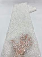 Tissu en dentelle à fleurs 3D, perles et sequins, maille pour robe de mariée, plusieurs couleurs, grand stock, expédition rapide
