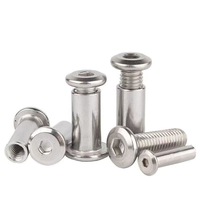 Vis de connexion pour meubles en acier inoxydable 304 à tête plate ronde hexagonale et jeu de vis de verrouillage avec écrou à barillet et bride