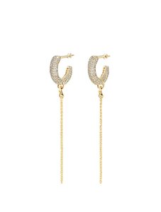 Orecchini Pendenti con Nappine Placcati in Oro con Cristalli e Strass, Gioielli da Festa per Donne - Product Image 1