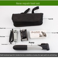 Kit d'outils de réparation de sac de vélo, Kit de réparation multifonctionnel, pompe en alliage d'aluminium pour vélo de montagne DT3085