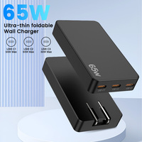 TKT 65W Super Mince GaN Chargeur Nouveau Design Pliable Type C 3 Port Chargeur Mural PD 3.0 Fonction Chargeur Rapide pour iPhone Ordinateur Portable OTP
