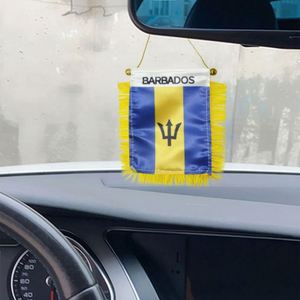 Drapeaux mini-guirlandes de voiture en gros Barbados à suspendre à la fenêtre avec ventouse, impression numérique, en satin, pour usage automobile - Product Image 2