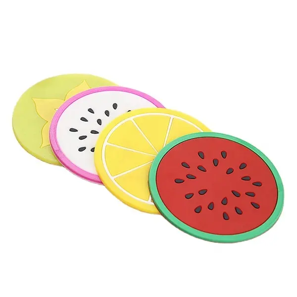 Eco-Friendly cheap fruit design soft silicone coaster for promotional gift