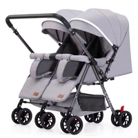 Vente Chaude Poussette Double Luxe pour Jumeaux, Poussette Réversible Pliable pour Bébé et Poussette Double pour 2 Enfants
