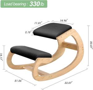 202405 kursi goyang lutut postur tegak, untuk rumah kantor meditasi bantal kayu & Linen-kursi kantor untuk leher punggung - Product Image 2