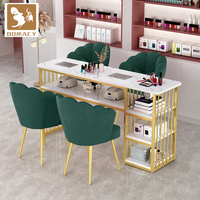 Table de manucure sur mesure élégante - MDF et plateau en marbre avec aspirateur intégré, mobilier de salon de couleur personnalisée