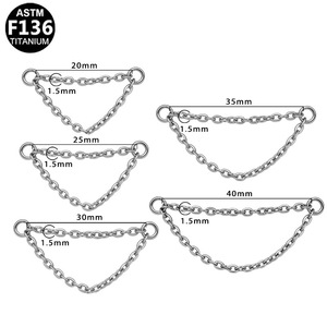F136 <b>Titanium</b> Chain Nose <b>Stud</b> 1.5mm 25 30 35 40 45 50mm Unisex Piercing Jewelry Accessory - Product Image 4