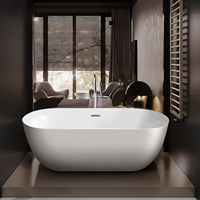 Baignoire autoportante moderne de luxe en acrylique de style hôtel européen de taille adulte avec fonction de trempage et égouttoir