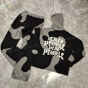 Ensemble de survêtement streetwear personnalisé pour homme, coupe lourde, brodé, vintage, délavé à l'acide, avec pantalon de jogging et sweat à capuche - Product Image 4