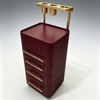 Chariot de Salon Moderne en Bois Robuste à 4 Roues, Design Multi-Tiroirs, Couleur Personnalisable, Porte-Gobelet pour Barbiers et Coiffeurs