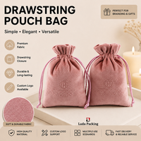 Pochette de montre en velours suédé avec logo gaufré, sac à bijoux de luxe à cordon, emballage en velours personnalisé pour le stockage de cadeaux de marques haut de gamme