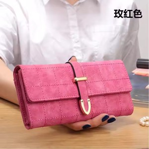 I-0100 nouveauté femmes en cuir PU Long portefeuille mode motif à carreaux grande capacité téléphone argent porte-carte fermeture éclair porte-monnaie - Product Image 4