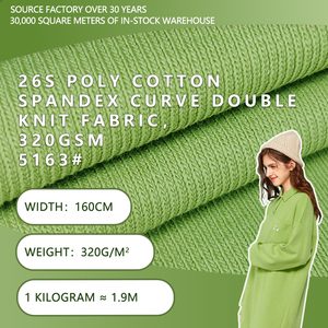Tissu tricoté en polyester, coton et élasthanne 26S, largeur 160 cm, 320 g/m², extensible léger, teint uni, pour sweat-shirts et pantalons de jogging 5163 # - Product Image 1