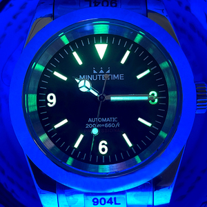Montre mécanique pour homme MINUTETIME avec logo personnalisé, vintage, 369, mouvement NH35, cristal saphir, luminescent, étanche, bracelet en acier - Product Image 4