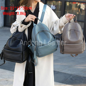 Mochilas de cuero Andong para mujer, mochila clásica de cuero vacuno genuino, sencilla y a la moda. - Product Image 2