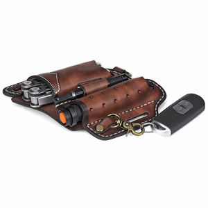 Genuine <b>Leather</b> Tactical Waist <b>Pouch</b> Multi Functional Outdoor <b>Tool</b> Holder Durable Wear Resistant Unisex Solid Color Detachable - Product Image 4