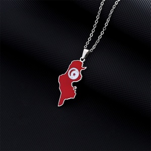 Collar con Colgante de Mapa Nacional de Túnez al por Mayor, Collar Personalizado con Mapa Africano Popular, Collar con Colgante de Acero Inoxidable Esmaltado en Oro - Product Image 2