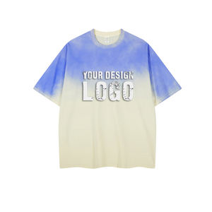 เสื้อยืดผู้ชายสไตล์สตรีทลำลอง สองสี ล้างสี ทรงหลวม ไหล่ตก ขายส่ง OEM แขนสั้น ไซส์ใหญ่ - Product Image 1