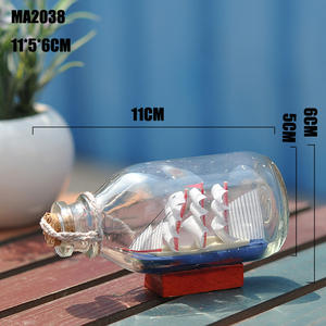 Barco de vela de 11cm y 14cm en botella, miniaturas, figuritas de <span class=keywords><strong>cristal</strong></span> de jardín de hadas, botella de deriva, accesorios de decoración del hogar de escritorio DIY - Product Image 5