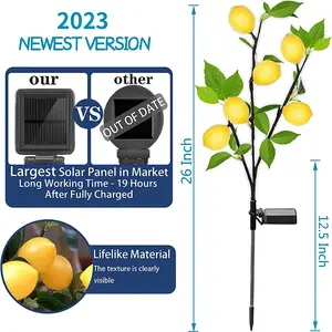 Solar Led Outdoor Waterproof Vivid Lemon Fruit Tree Stake Garden Light For Lawn Park Pathway Gate Security Landscape Event Decor