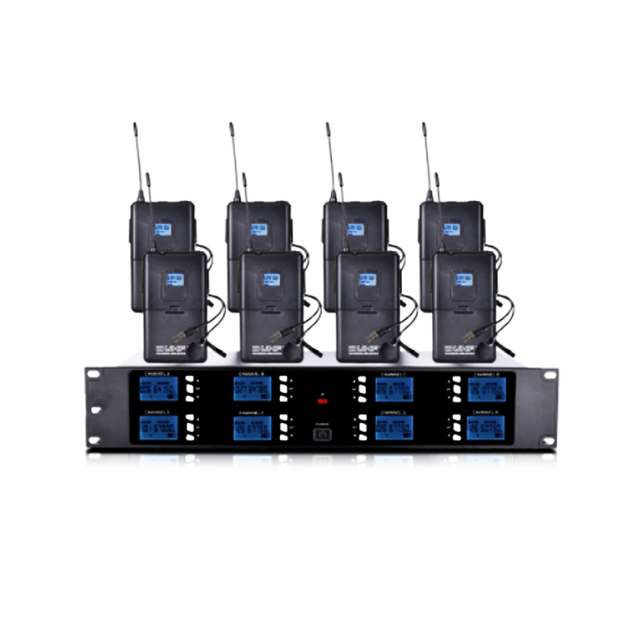 Professional Cordless Gooseneck Handheld Karaoke UHF Microphone System 8-Channel Wireless Omni-Directional for Conference Use