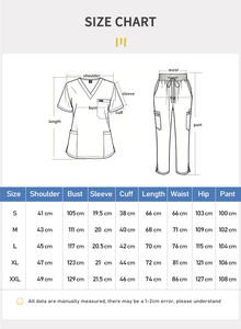 Tenues de travail de qualité supérieure, ensembles de pantalons droits, ensembles de blouses d'infirmière extensibles, hauts à col en V, 3 poches, uniformes médicaux d'hôpital - Product Image 3