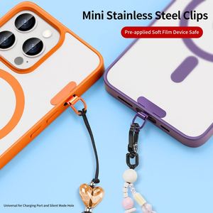 Ultra-Thin Mini Stainless Steel <b>Phone</b> Accessories Kit Lanyard Pad Silent Hole Clip Metal Back Sticker and Side Hanging Connector - Product Image 2