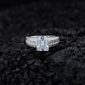 Bague de mariage pour femme en argent sterling S925 avec réglage de la broche de diamant de laboratoire rond et brillant Style tendance - Product Image 1