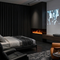 Meuble TV contemporain avec foyer électrique à brume, flamme simulée LED transparente, humidificateur multifonctionnel pour salon